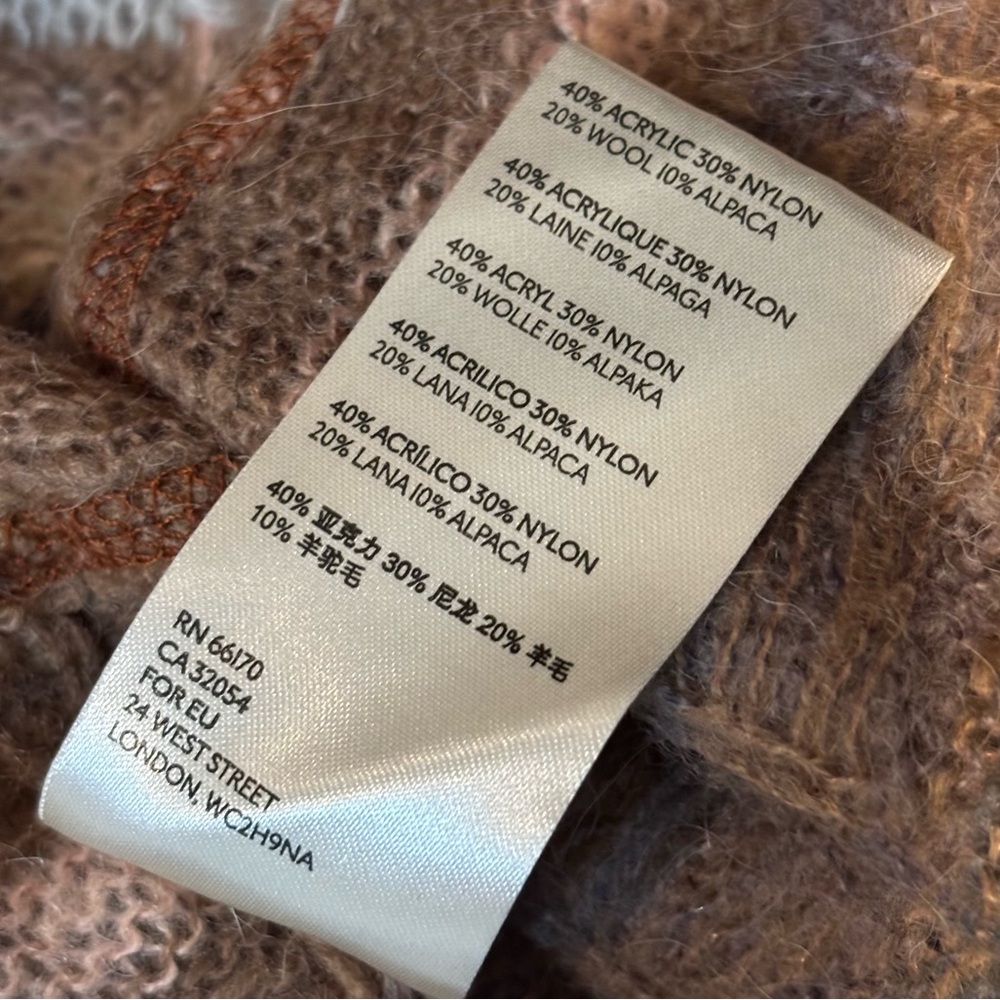 Free People December Skies Muted Pink Tan Gray Open Knit Poncho Sweater S - Picture 11 of 12